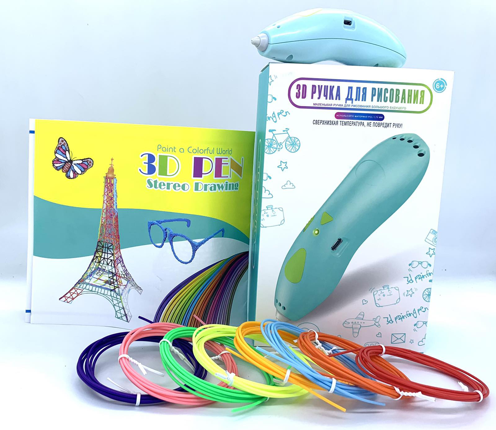 

Беспроводная безопасная 3Д-ручка 3D Pen WM-9901 с трафаретами и набором пластика Голубая (od-1649)