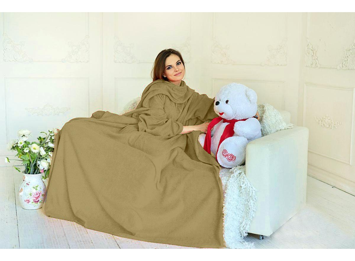 

Плед с рукавами двухслойный флис Premium Бежевый, LK 100-9722116