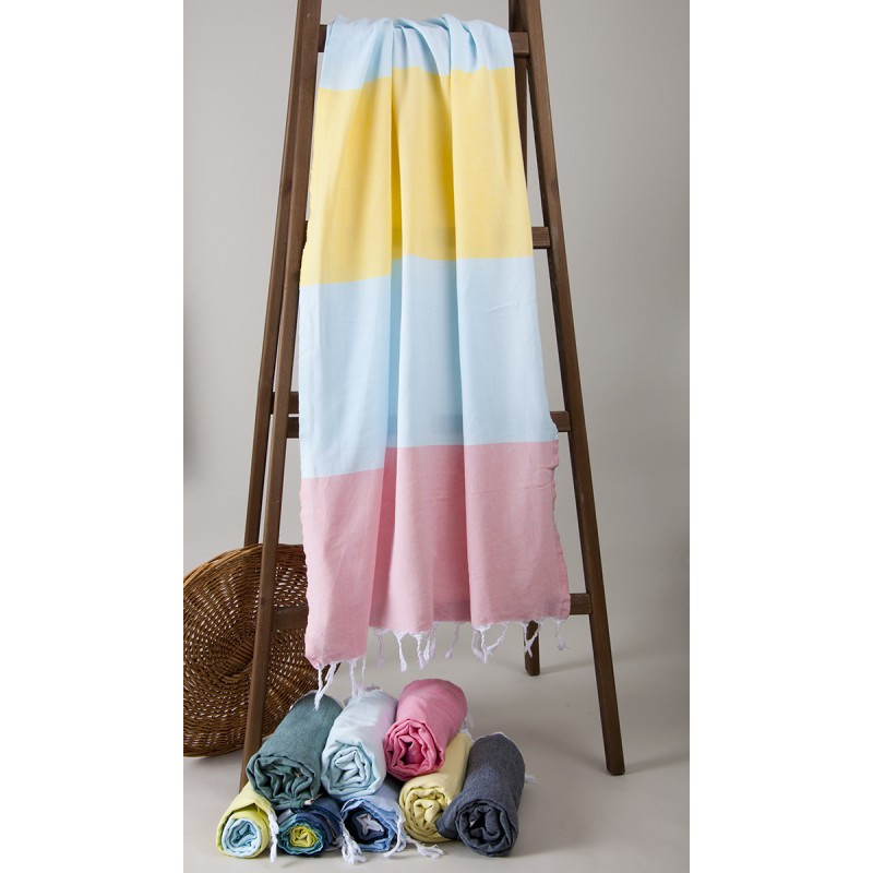 

Полотенце Barine Pestemal - Block 95*165 Peach-lt.blue-yellow