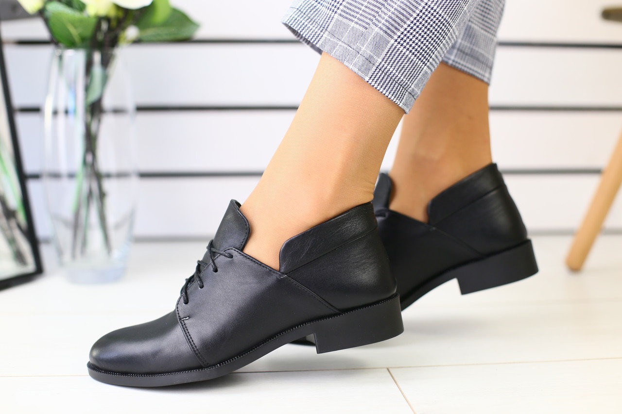 

Женские кожаные туфли на низком ходу LuxuryShoes Черные (2984-6/36)