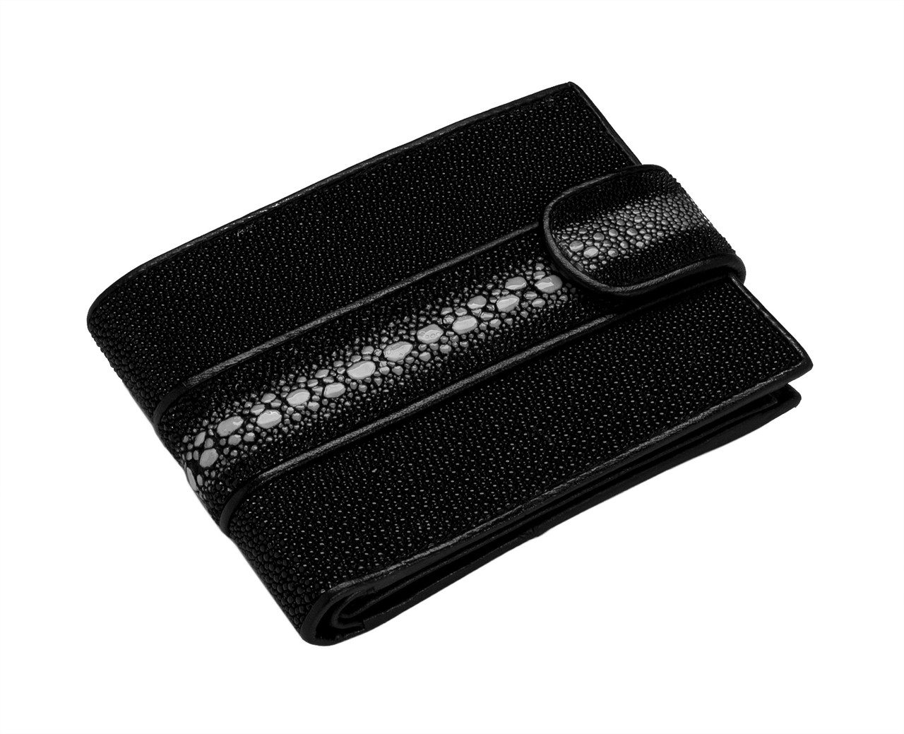 

Кошелек из кожи ската Ekzotic Leather черный с белым ремешком