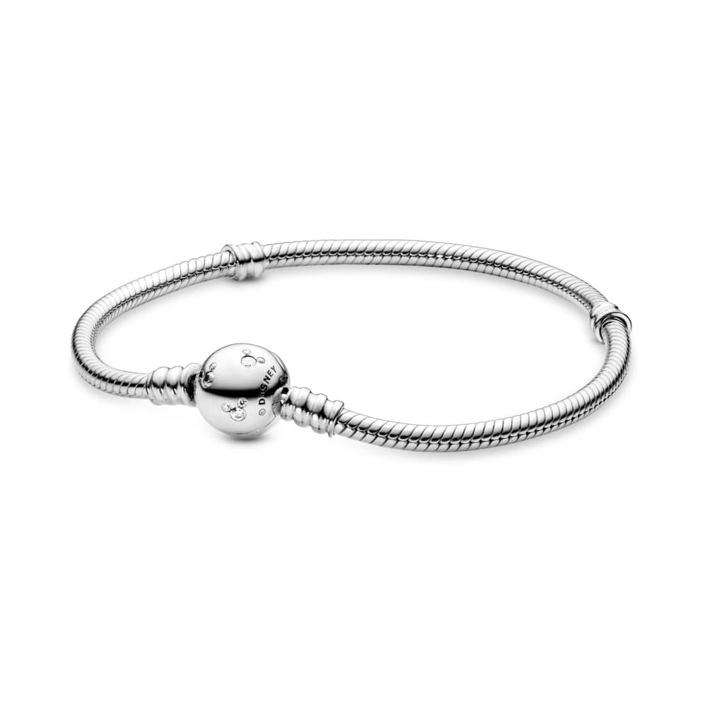 

Серебряный браслет Pandora style Disney с застежкой со сверкающими силуэтами Микки Мауса 590731CZ 19 см