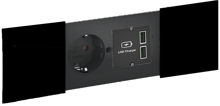 

Розетка Bachmann due 1x220V+1xUSB Black черный