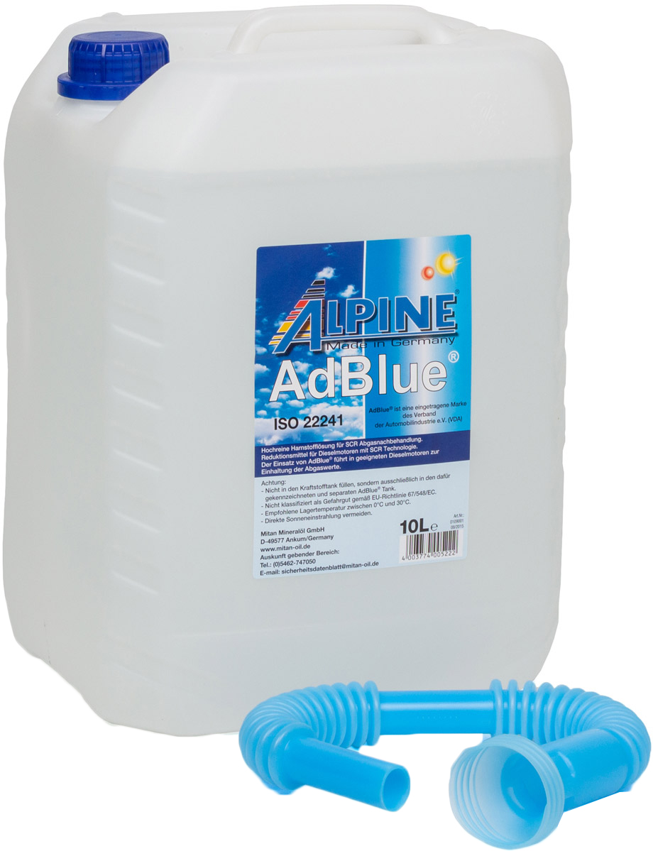 

Реагент AdBlue Alpine для зниження викидів оксидів азоту ISO 22 241 10 л (9004-10)