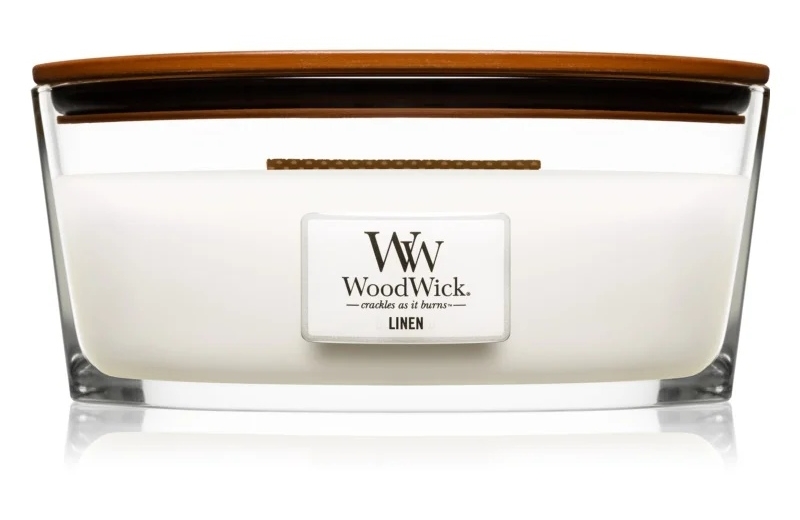 

Woodwick Linen ароматизована свічка 453,6 гр з дерев'яним гнітом