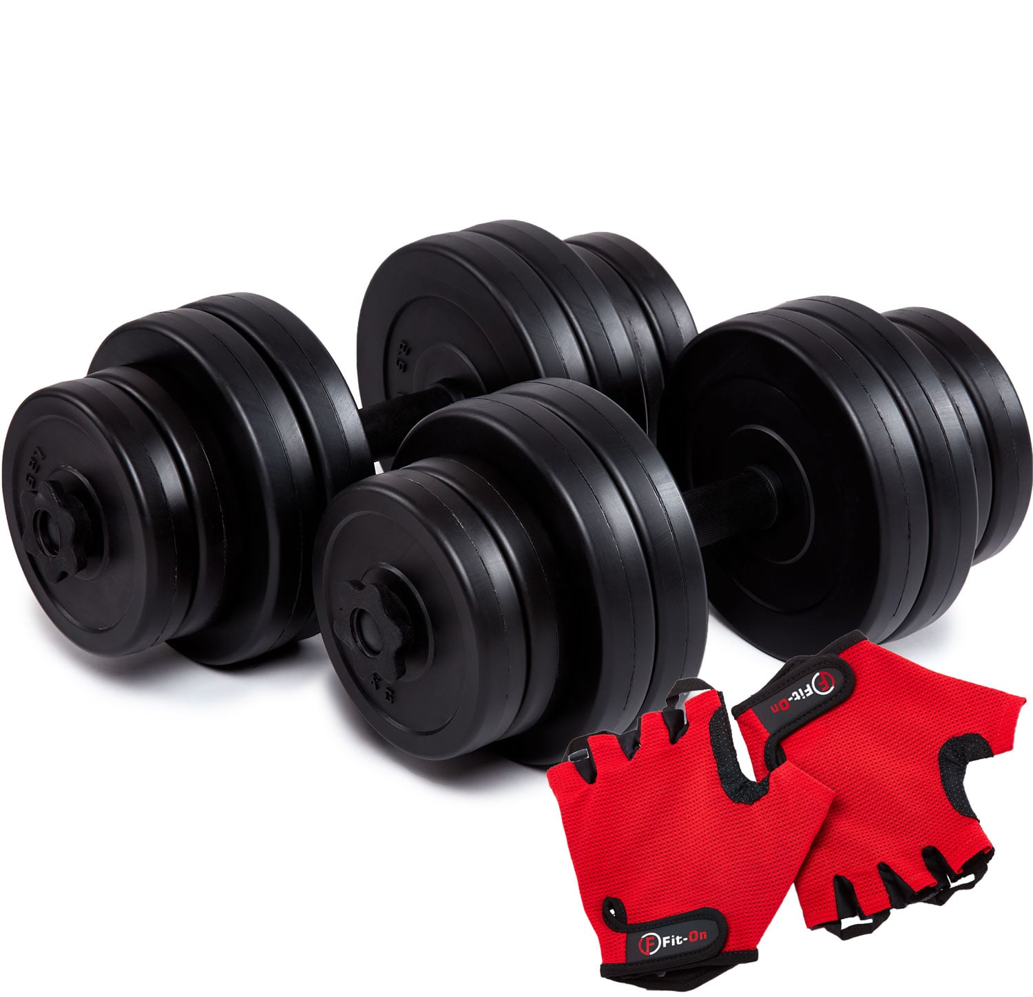 

Гантели битумные Iron Body 2x21кг с перчатками