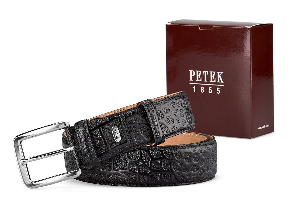 

Классический мужской ремень из натуральной кожи Petek 1855 4006511 (01) чёрный