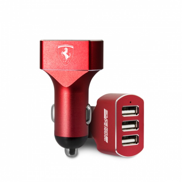 

Автомобильное зарядное CG Mobile Ferrari Stained Aluminium 3 USB 7.2 A Red