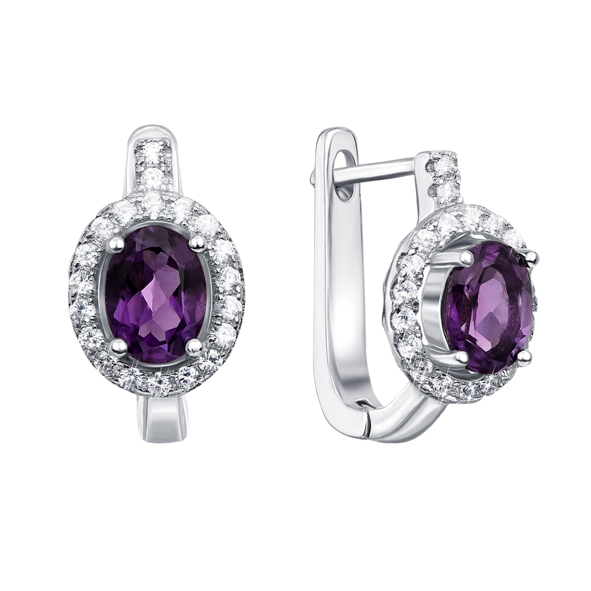 

Серебряные серьги с аметистом и фианитами Тд0006/ам-E
