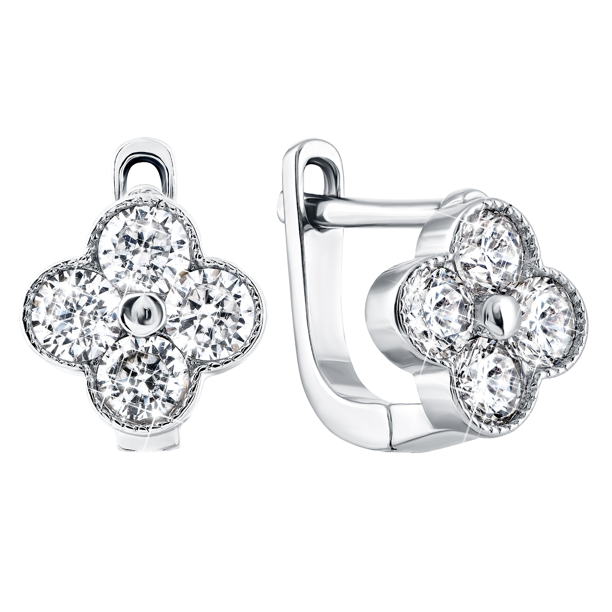 

Серебряные серьги Цветы с фианитами 1EA81238-E/12/1