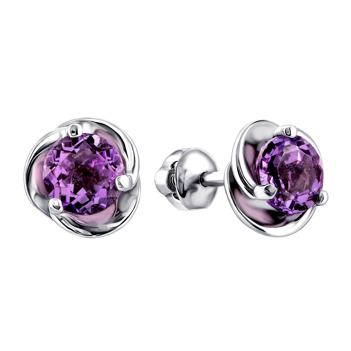 

Серебряные пуссеты с аметистом 2089/9р-AMT