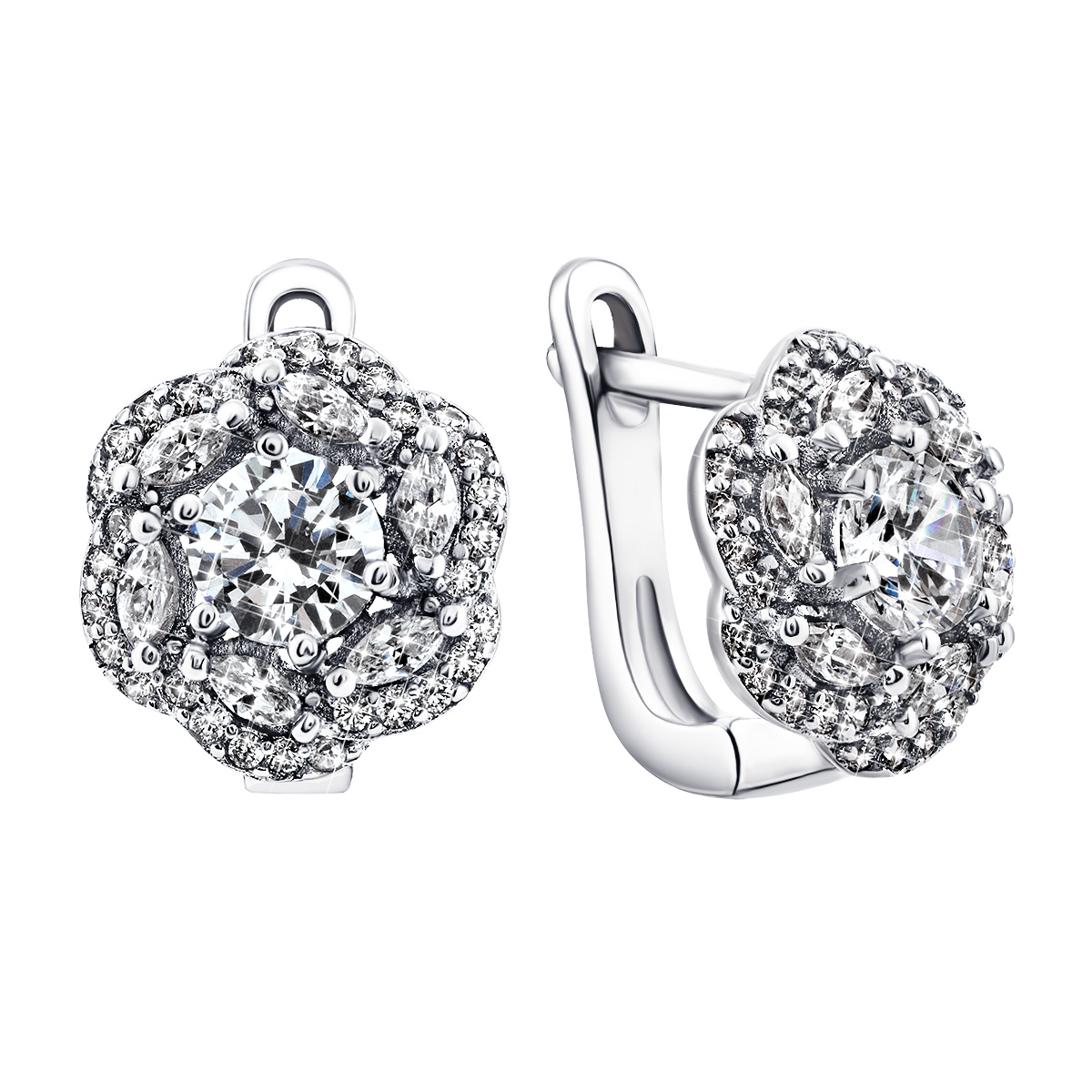 

Серебряные серьги Цветы с фианитами TE12838