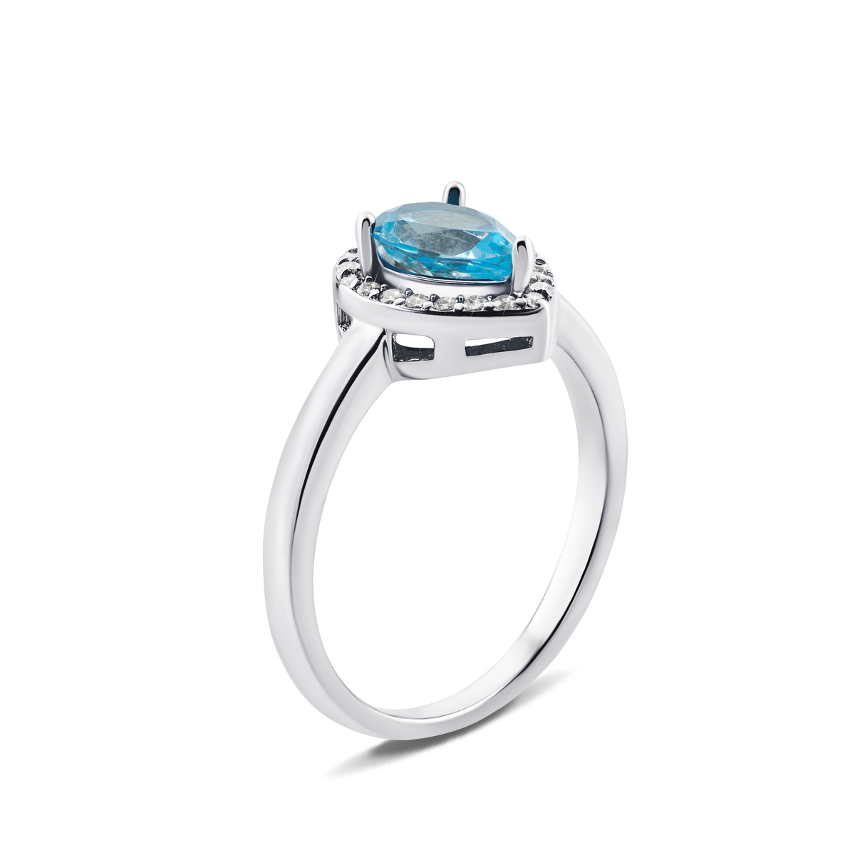 

Серебряное кольцо с топазом swiss и фианитами 19 размер Тд0049/топsw-R