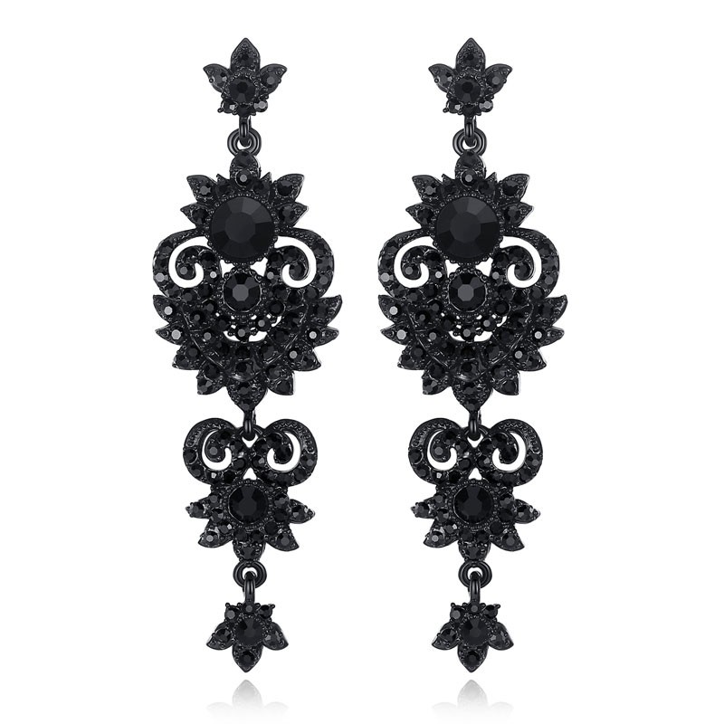 

Вечерние серьги с камнями Black Crystal 8044