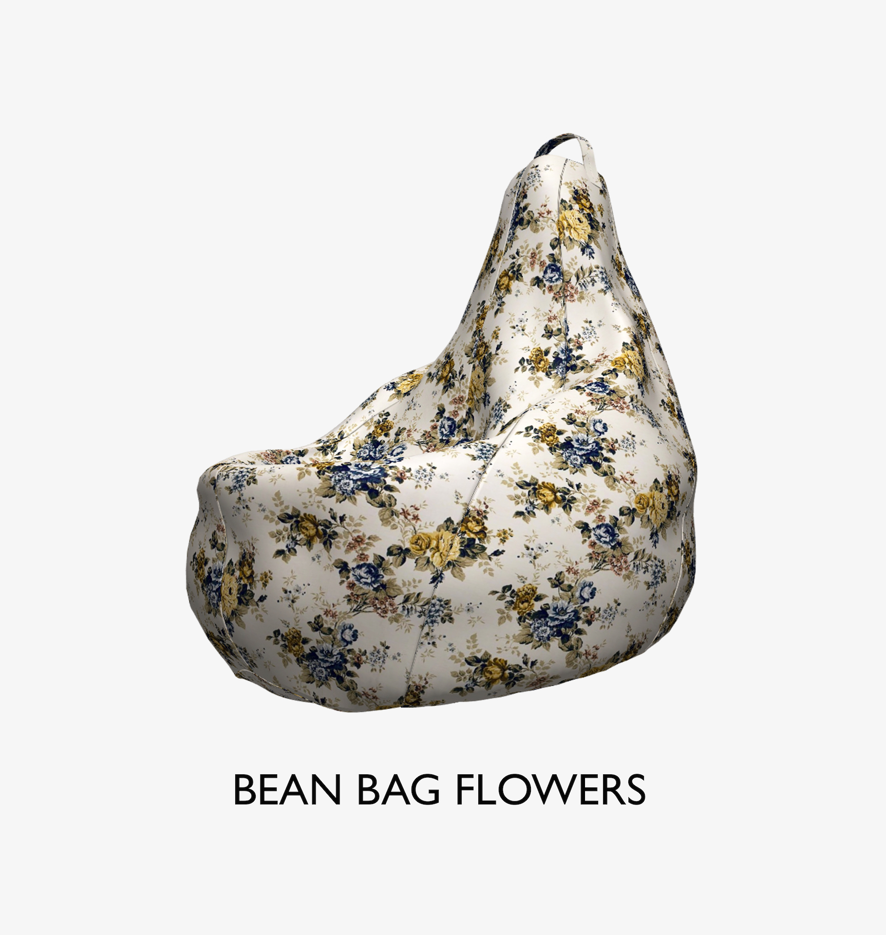 

Кресло мешок груша из ткани хлопок мелкие серые и бежевые розочки с узором BIG YETI Ткань премиум XXL (b-160626v5)