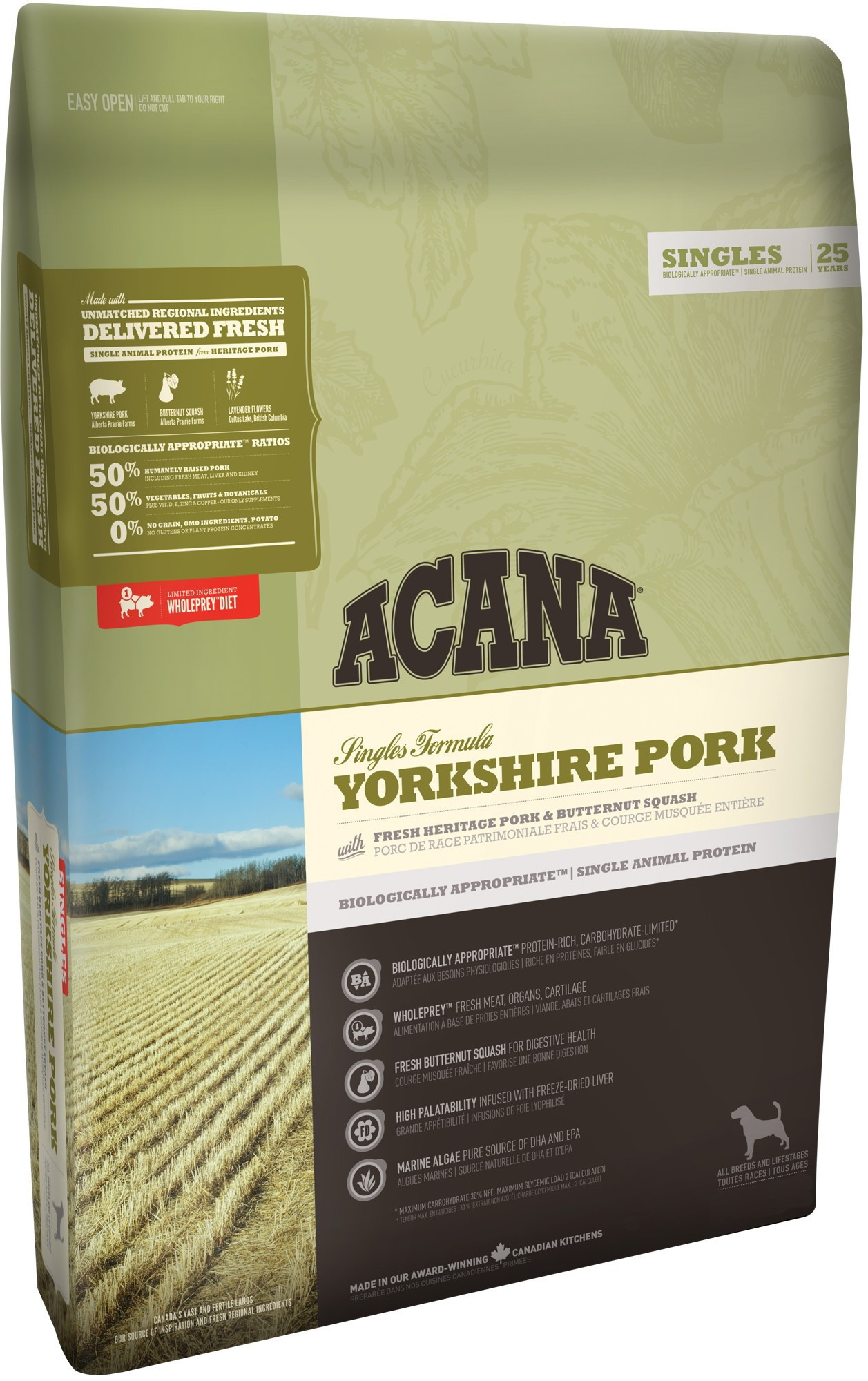 

Сухий Корм ACANA YORKSHIRE PORK для собак всіх порід та всіх стадій життя з м’ясом канадської свині 11,4 Кг (064992572129) (a57212)