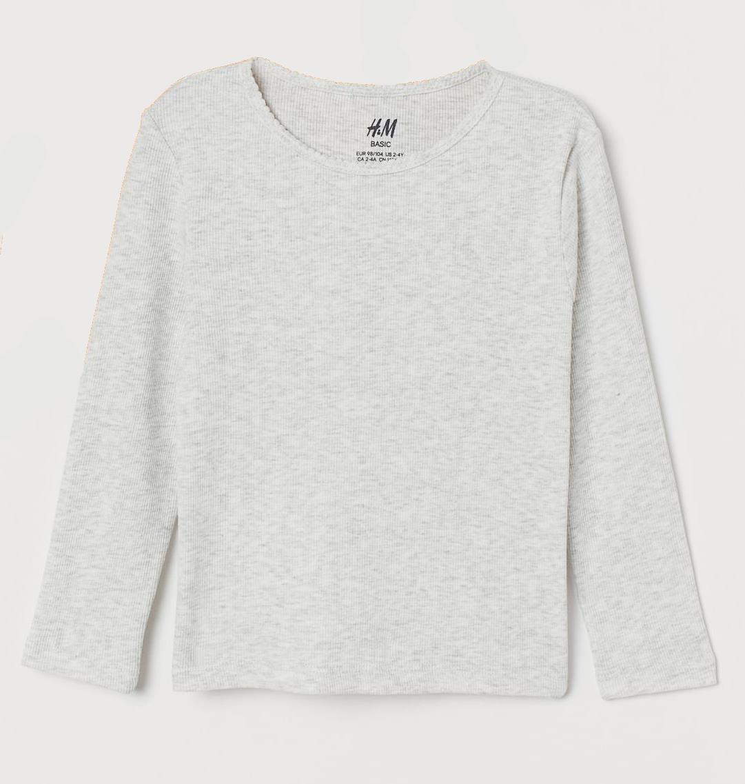 

Футболка с длинными рукавами для девочки H&M 0816754001 110-116 СМ Серый 62947