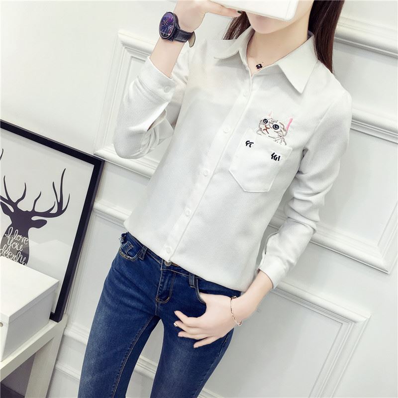 

Женская белая рубашка FS с вышивкой, Женская белая рубашка FS с вышивкой L