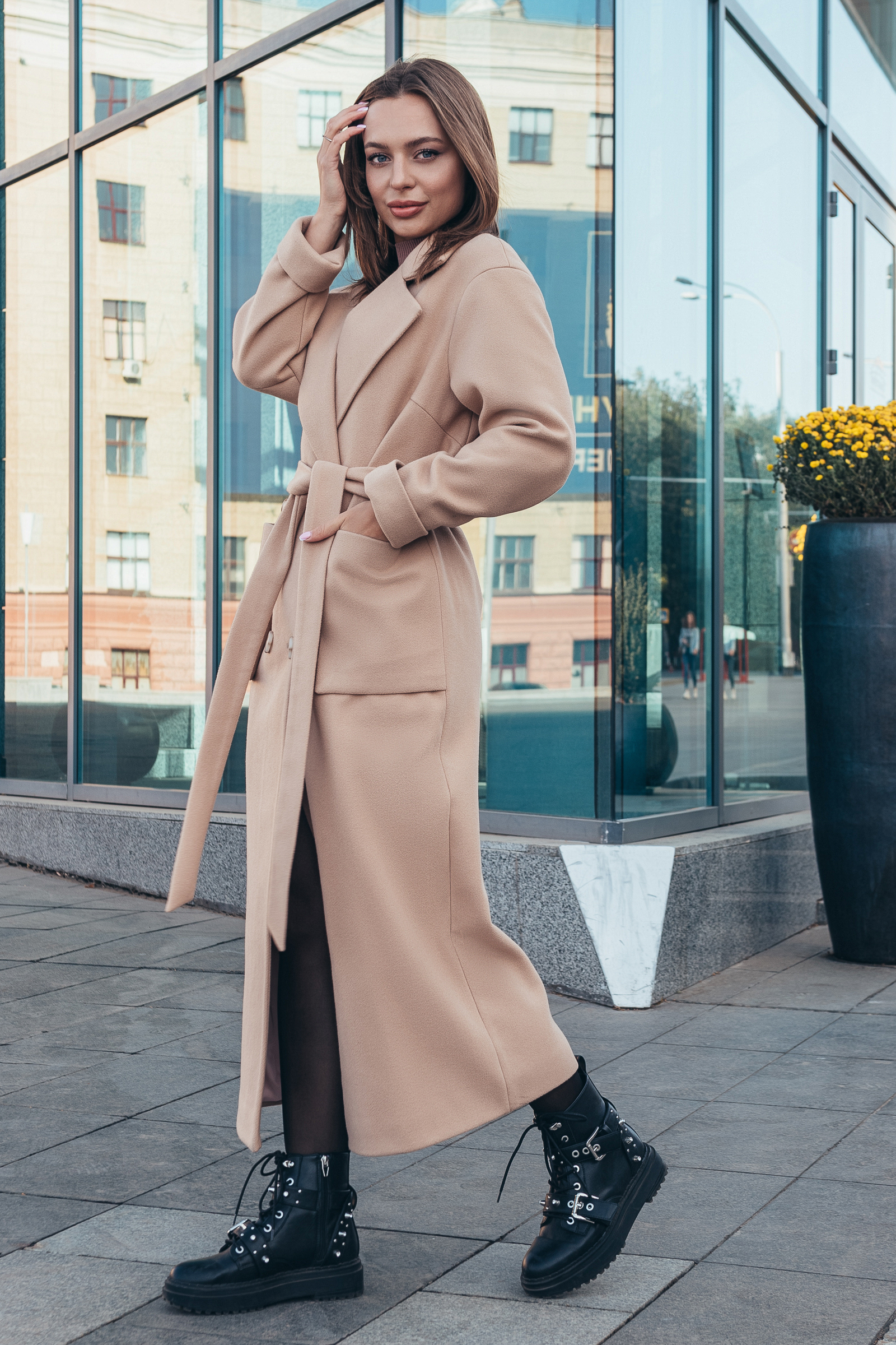 

Пальто Verve's Бежевое с поясом Classic 1020biege 46 Бежевое
