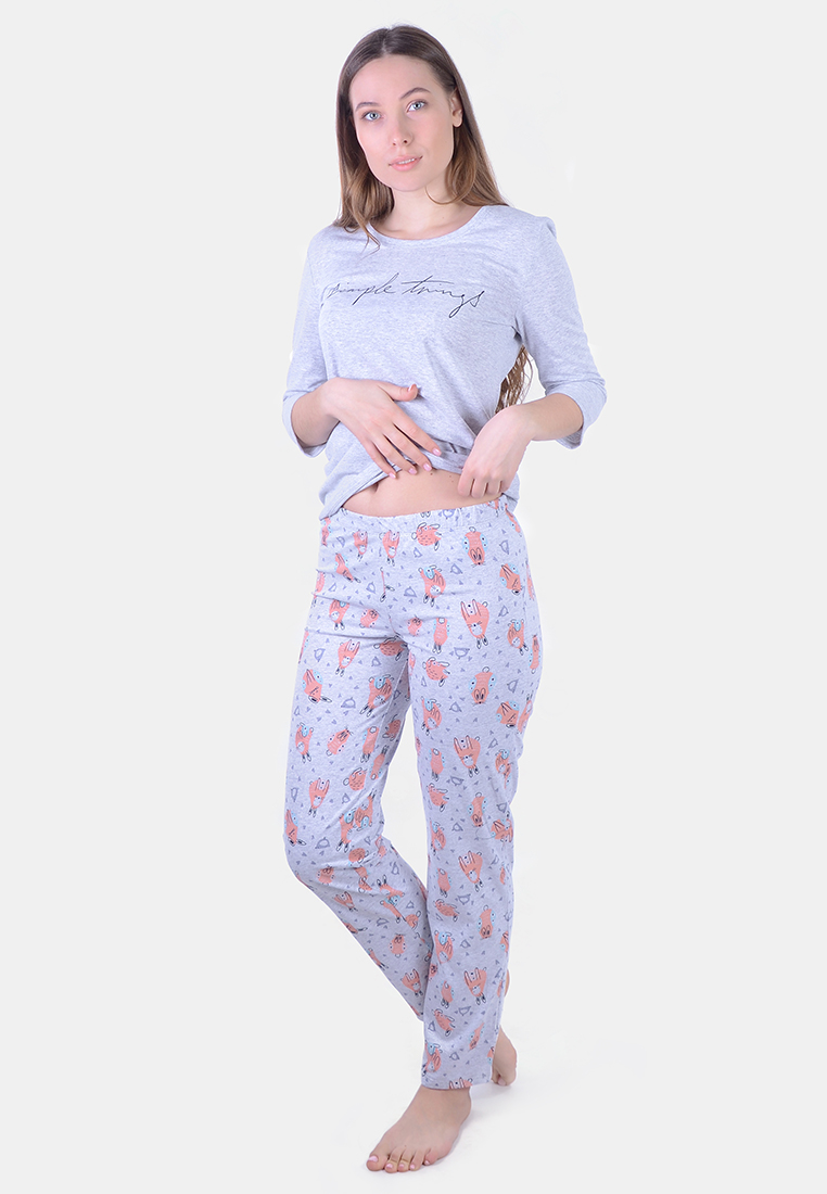 

Женская трикотажная пижама кофта штаны N.EL. 1505-09 S серый 59811