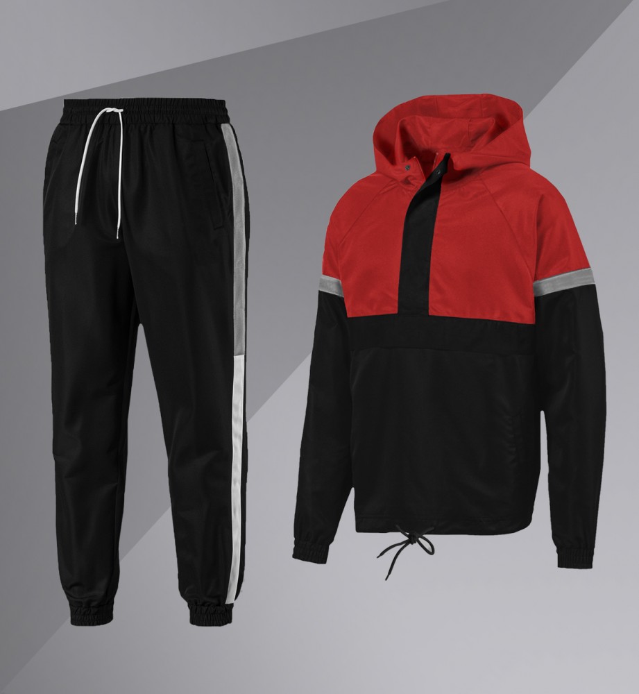 

Мужской демисезонный комплект Anorak L Черно-красный L-7916