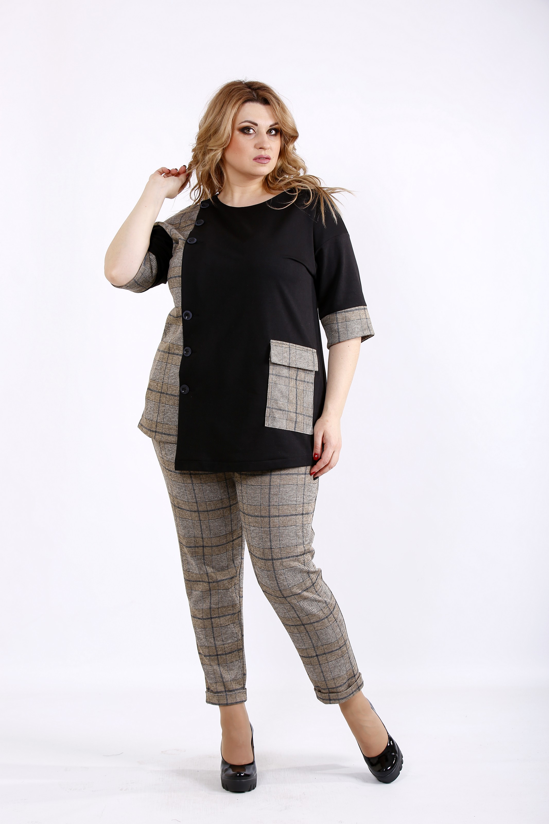 

Комплект: брюки и блузка GARRY-STAR 01099-3  Коричневый, Черный, Комплект: брюки и блузка GARRY-STAR 01099-3 68 Коричневый, Черный