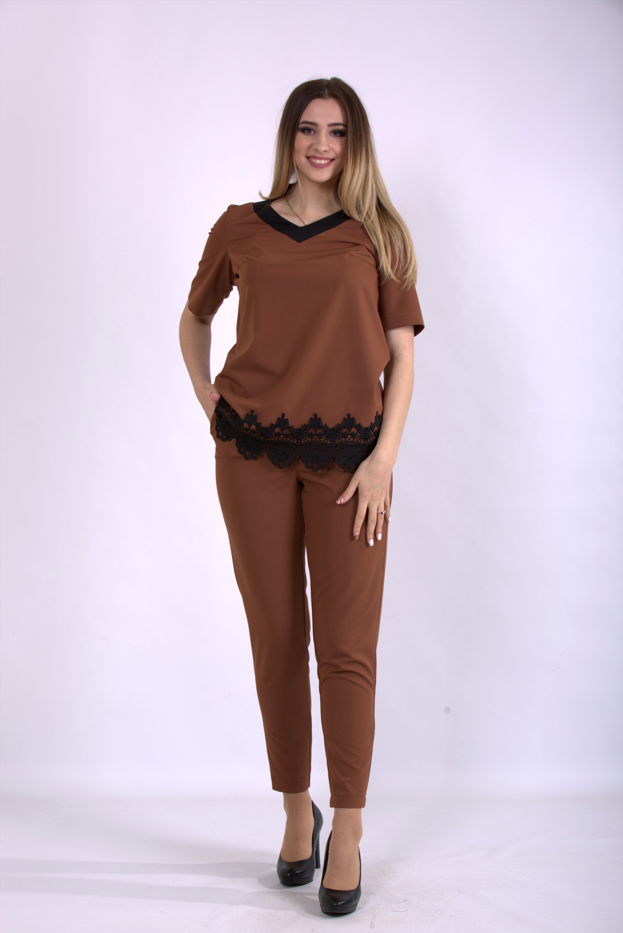 

Комплект: брюки и блузка GARRY-STAR 01156-1  Коричневый, Черный, Комплект: брюки и блузка GARRY-STAR 01156-1 56 Коричневый, Черный