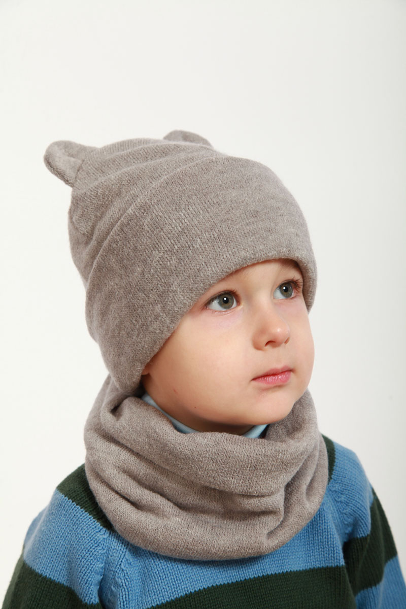 

Шапка и снуд из ангоры Мишка Beeba 46-48р. светло-серый 1762