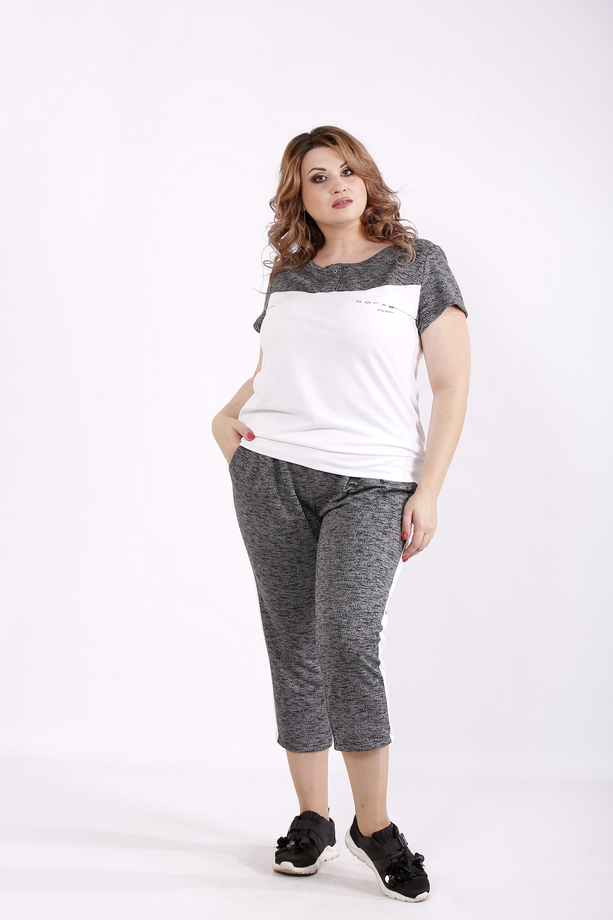 

Спортивный костюм GARRY-STAR 01238-2  Серый, Белый, Спортивный костюм GARRY-STAR 01238-2 66 Серый, Белый
