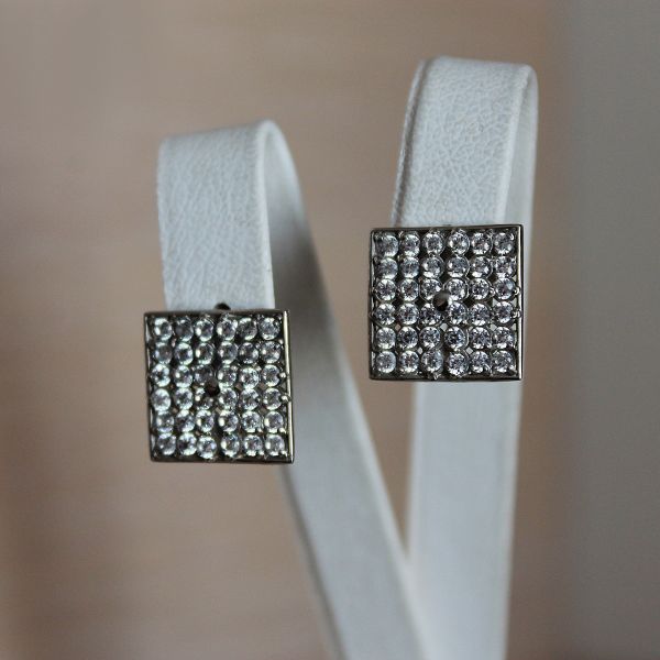 

Серебряные серьги "Foursquare White"