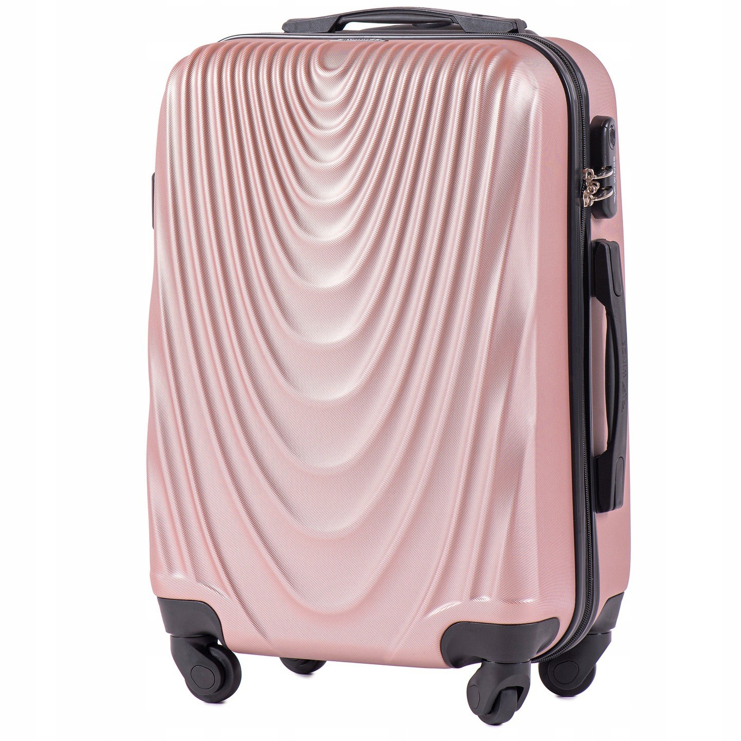 

Средний дорожный пластиковый чемодан WINGS 304 M розовое золото rose gold