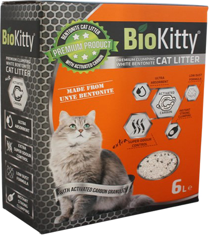 

Наполнитель для кошачьего туалета BioKitty Super Premium White Activated Carbon Бентонитовый комкующий 5.1 кг (6 л)