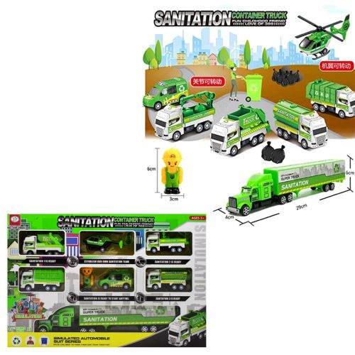 

Игровой набор (5 машинок, трейлер, вертолет и персонаж) WL Toys «Спецтехника» серо-салатовый (399-258D)
