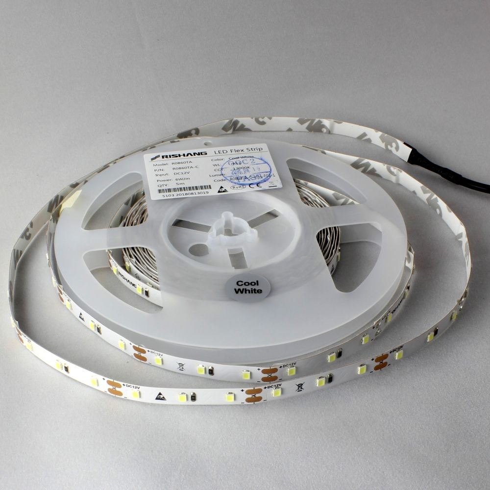 

Светодиодная лента LED RISHANG 13000K 60шт/м 12V 6w/m 1 5м R0860TA-C13