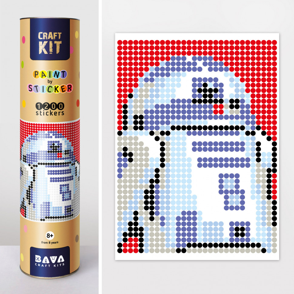 

Картина по номерам стикерами УМНЯШКА "Робот синий" (R2D2) в тубусе 33х48см, 1200 стикеров 1876 163733