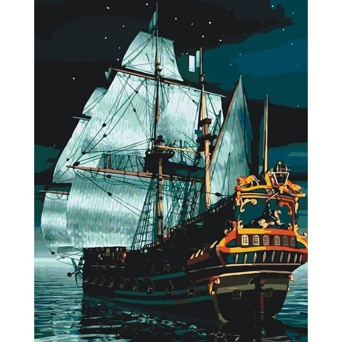 

Картина по номерам Идейка Морской пейзаж "Флагман ночью" 40*50см KHO2733 163038