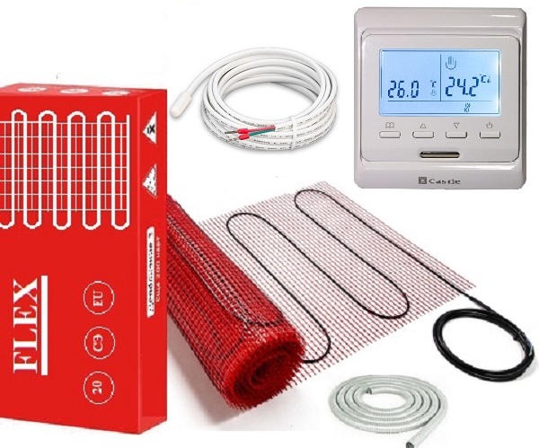 

Теплый пол FLEX EHM двухжильный мат 1400 Вт 8 м2 с программируемым терморегулятором в комплекте