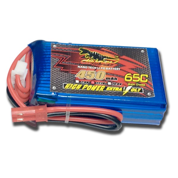 

Аккумулятор Dinogy Li-Pol 450mAh 11.1V 3S 65C JST 53x30x15.5мм