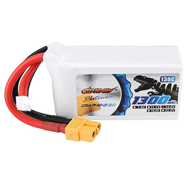 

Аккумулятор Dinogy PLATINUM G2.0 Li-Pol 1300mAh 14.8V 4S 130C XT60 (DLC-4S1300XTP-XT)
