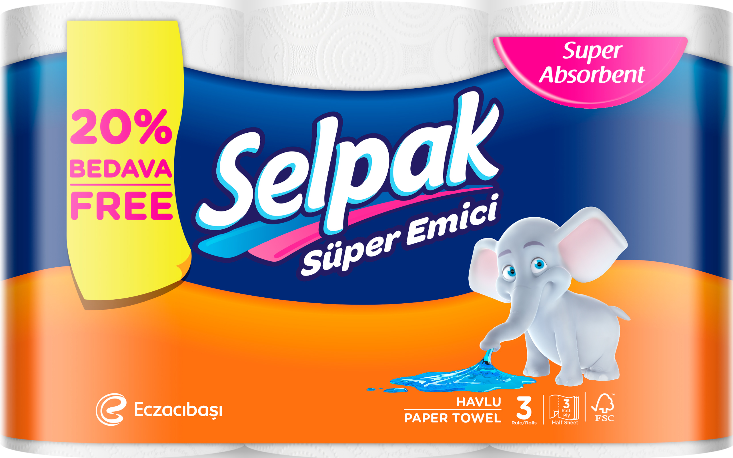 Бумажные полотенца Selpak трехслойные 3 рулона (33161800) – в интернет ...