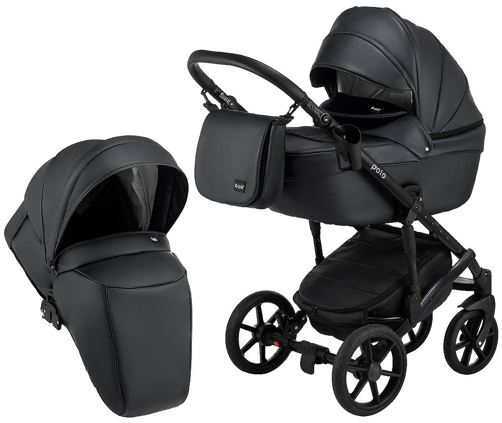 

Коляска 2 в 1 Bair Polo (Black) кожа 100% 32