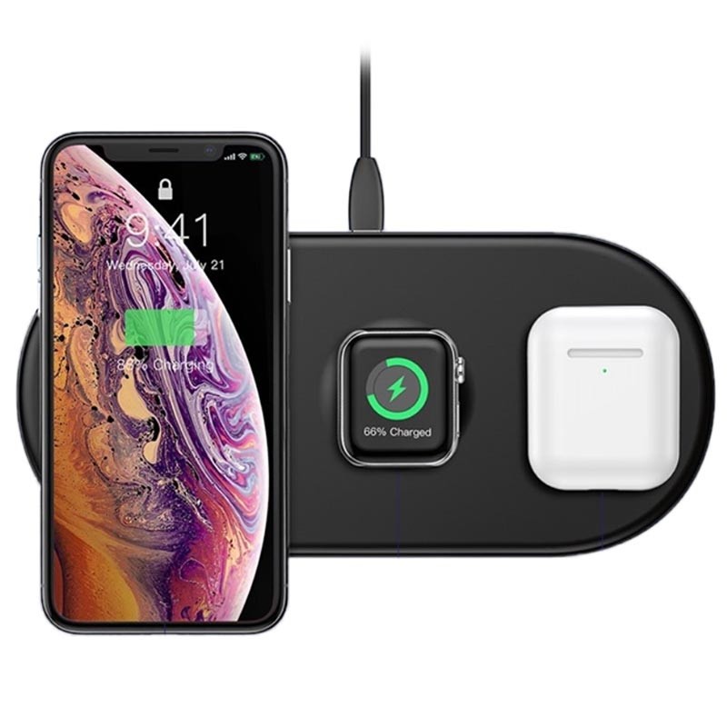 

Беспроводное зарядное устройство Baseus 3в1 для Iphone Apple watch Airpods (WX3IN1-01) Black