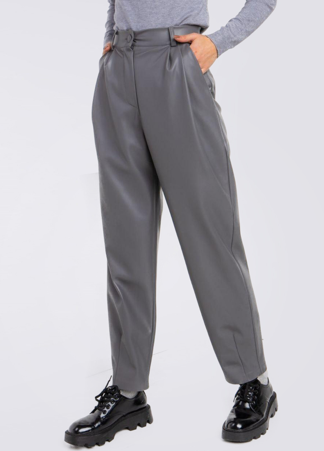 

Брюки из эко-кожи утепленные ES.design FW2125.2 размер M серые