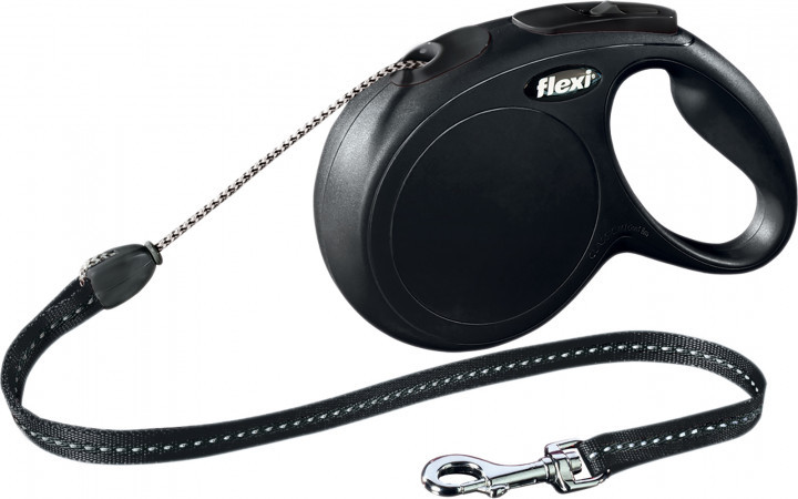 

Поводок - рулетка трос 8 м до 20 кг New CLASSIC, Cord Leash М черная Flexi BGL-FL-294
