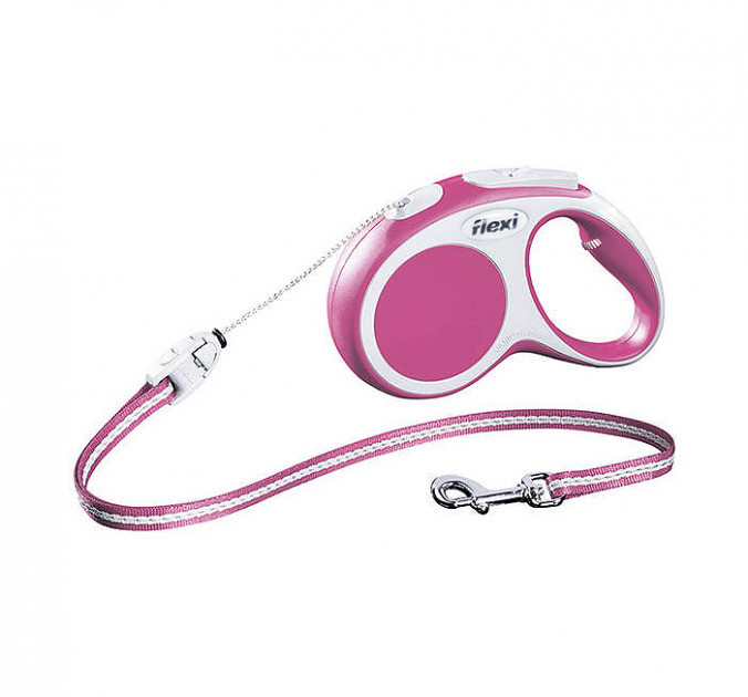 

Поводок - рулетка трос 8 м до 12 кг VARIO, Cord Leash S Розовая Flexi BGL-FL-165