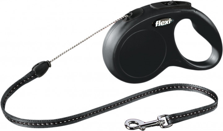 

Поводок - рулетка трос 5 м до 12 кг flexi New CLASSIC, Cord Leash S черная Flexi BGL-FL-184