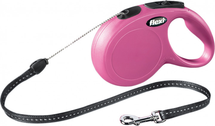

Поводок - рулетка трос 8 м до 20 кг New CLASSIC, Cord Leash М розовая Flexi BGL-FL-292