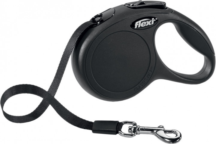 

Поводок-рулетка для собак маленьких пород и кошек Flexi Classic XS - лента 3м, до 12 кг Черный (7547722)