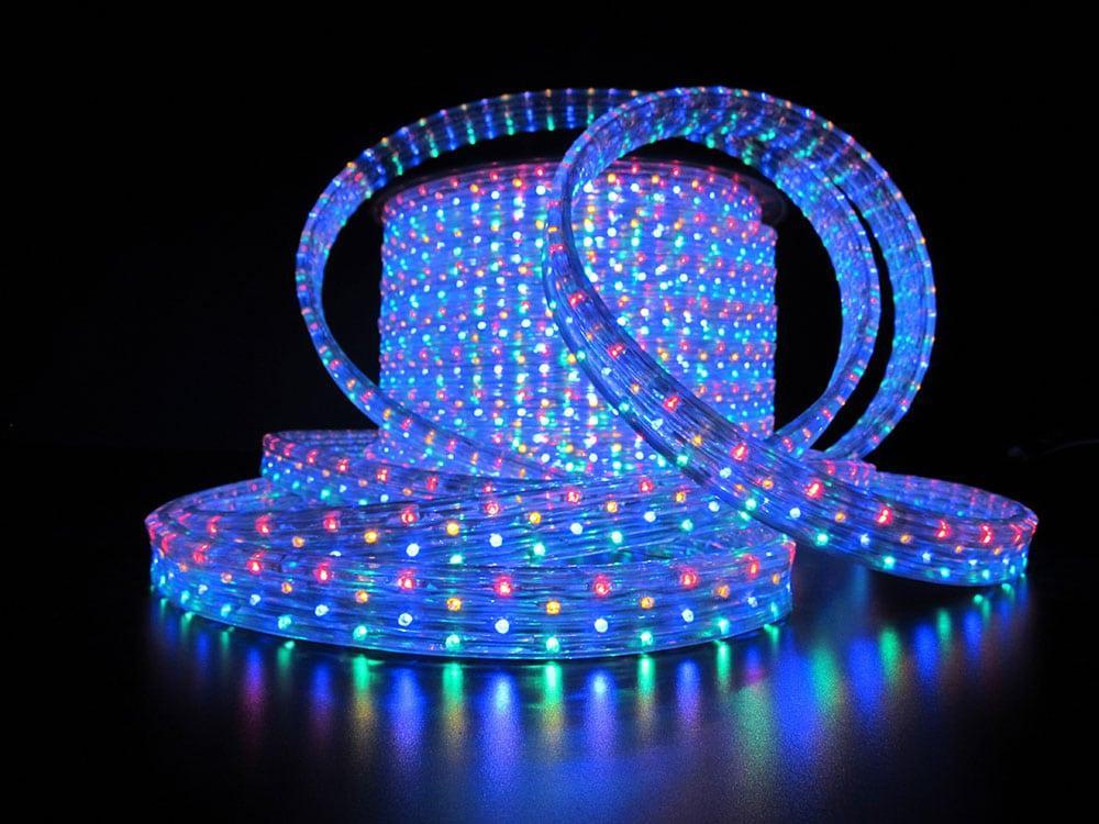 

Наружная Герметичная LED гирлянда Дюралайт "Duralight" 100 метров Мульти Цветной, 3600 Ламп прозрачный силикон
