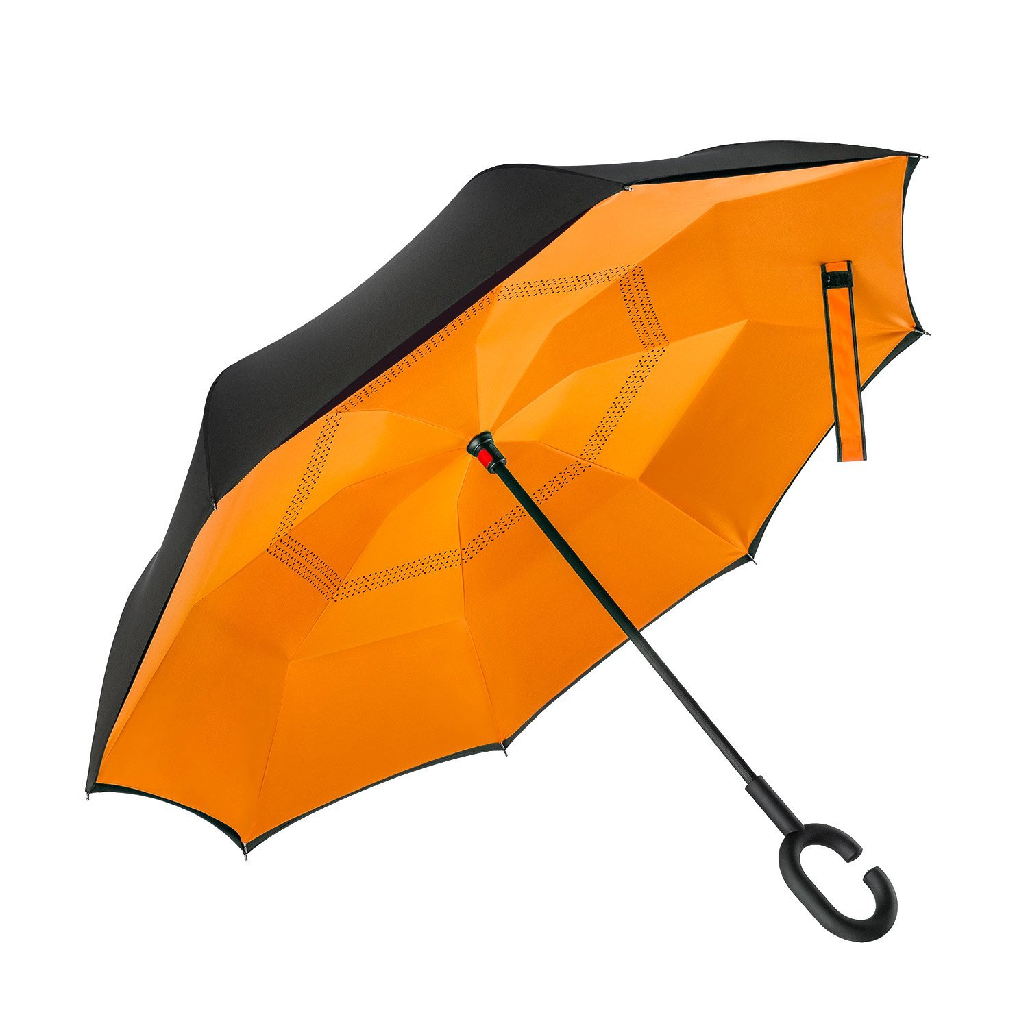 

Зонт обратного сложения наоборот Up-Brella умный антизонт (смарт зонт) Оранжевый